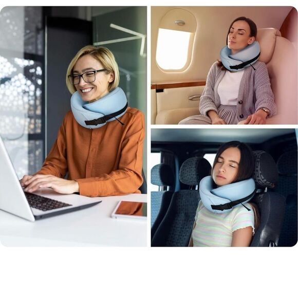 Modern Maze 360 Shaped Memory Foam  Pillow with all Around Blue - Picture 4 of 9